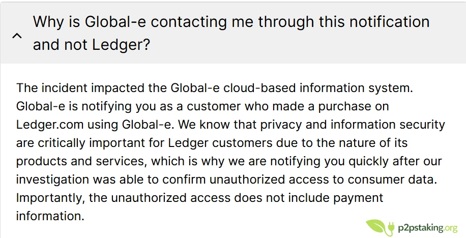 Ledger explanations about 2026 data leak